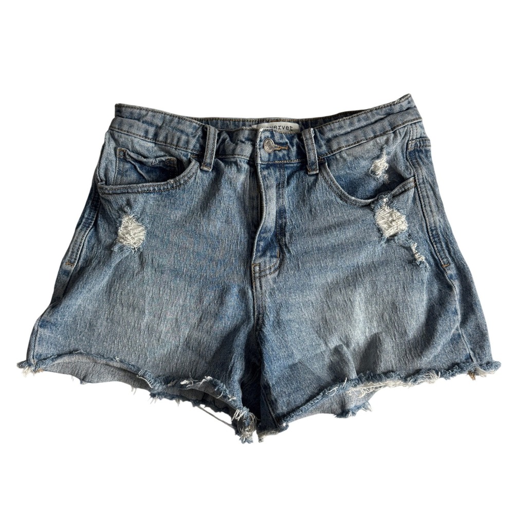 Lovervet‎ by Vervet Medium Wash Distressed Denim Cut Off Jean Shorts Womens Med